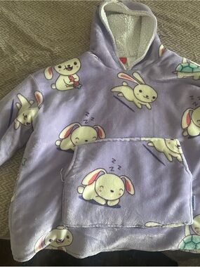 Kids Plush Lavender Bunny Hooded Pullover